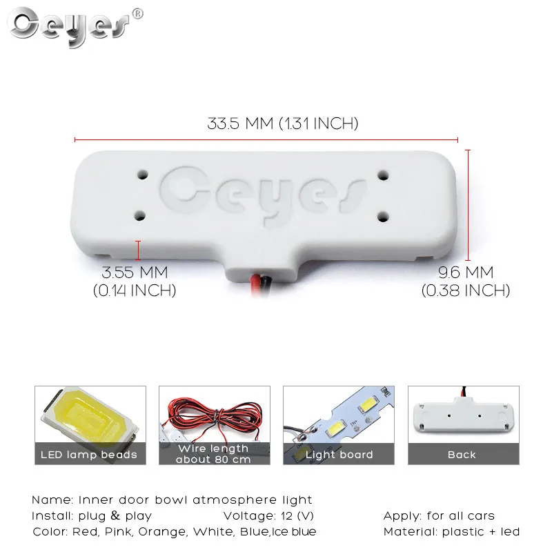 LED Car Lights LED Atmosphere Lamp LED Car Decorative Lights Car Ambient Lights LED Atmosphere Lighting LED Interior Lights Car Interior Door Handle Bowl Welcome Atmosphere Light LED Safety Warning Signal Lamp Strip Auto Decorative Ambient Lights