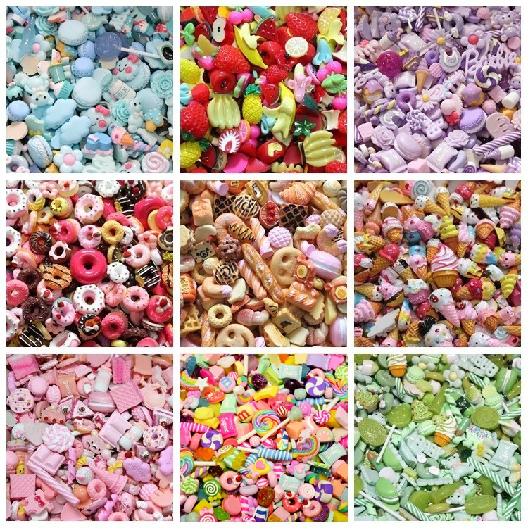 

10pcs Resin Candy Charms for Slime Filler DIY Cake Ornament Phone Decoration Resin Charms Lizun Additions Slime Supplies Toys E