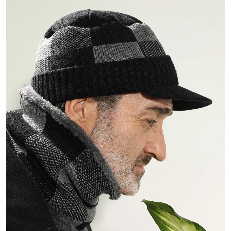 

Winter Hat For Old Men Peaked Cap Warm Hat Wool Scarf Caps Balaclava Mask Knitted Hat