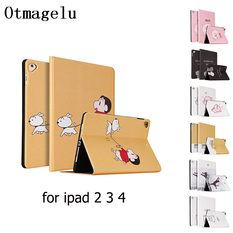 

PU Leather Case For Apple iPad 4 iPad3 iPad2 Folio Stand With Auto Sleep Wake Up Smart Tablet Back Cover for Coque iPad 3 4 2