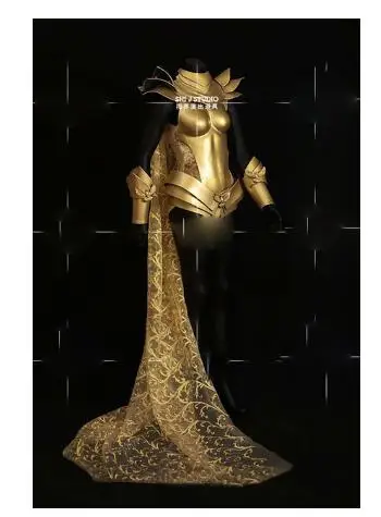 Women gogo party dance wear Gold armor headress sexy women stage show wear  halloween party gold cosplay costume - AliExpress 200000532