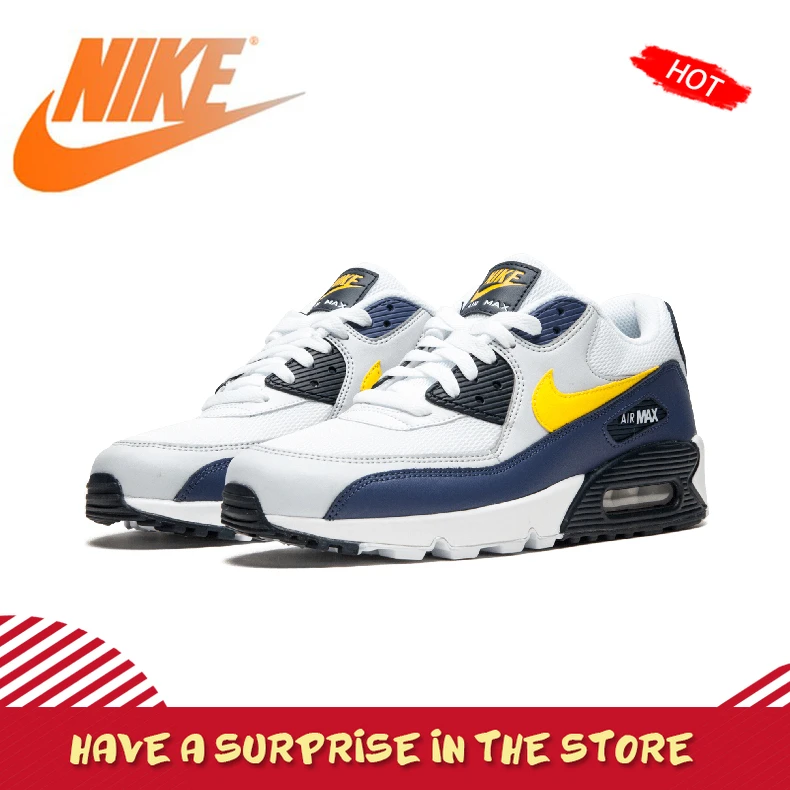 Pаспродажа Оригинальный Nike Оригинальные кроссовки AIR MAX 90 Для мужчин бега классические Спорт на открытом воздухе обувь модные дышащие 2019 Новый AJ1285 101