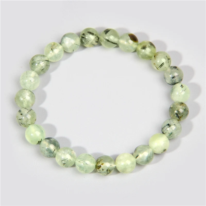 Натуральные зеленые бусы из пренита браслет для женщин и мужчин красивые браслеты с камнем ювелирные изделия ручная работа браслет в подарок
