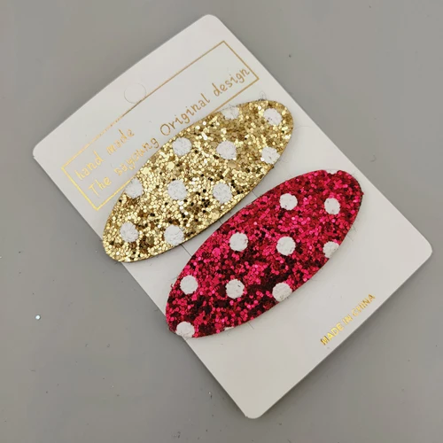 Gold Rose 2 шт./компл. креативные детские заколки для волос овальные шпильки с блестками простые белые заколки в горошек для девочек аксессуары для волос Детские Головные уборы набор - Цвет: Gold Rose