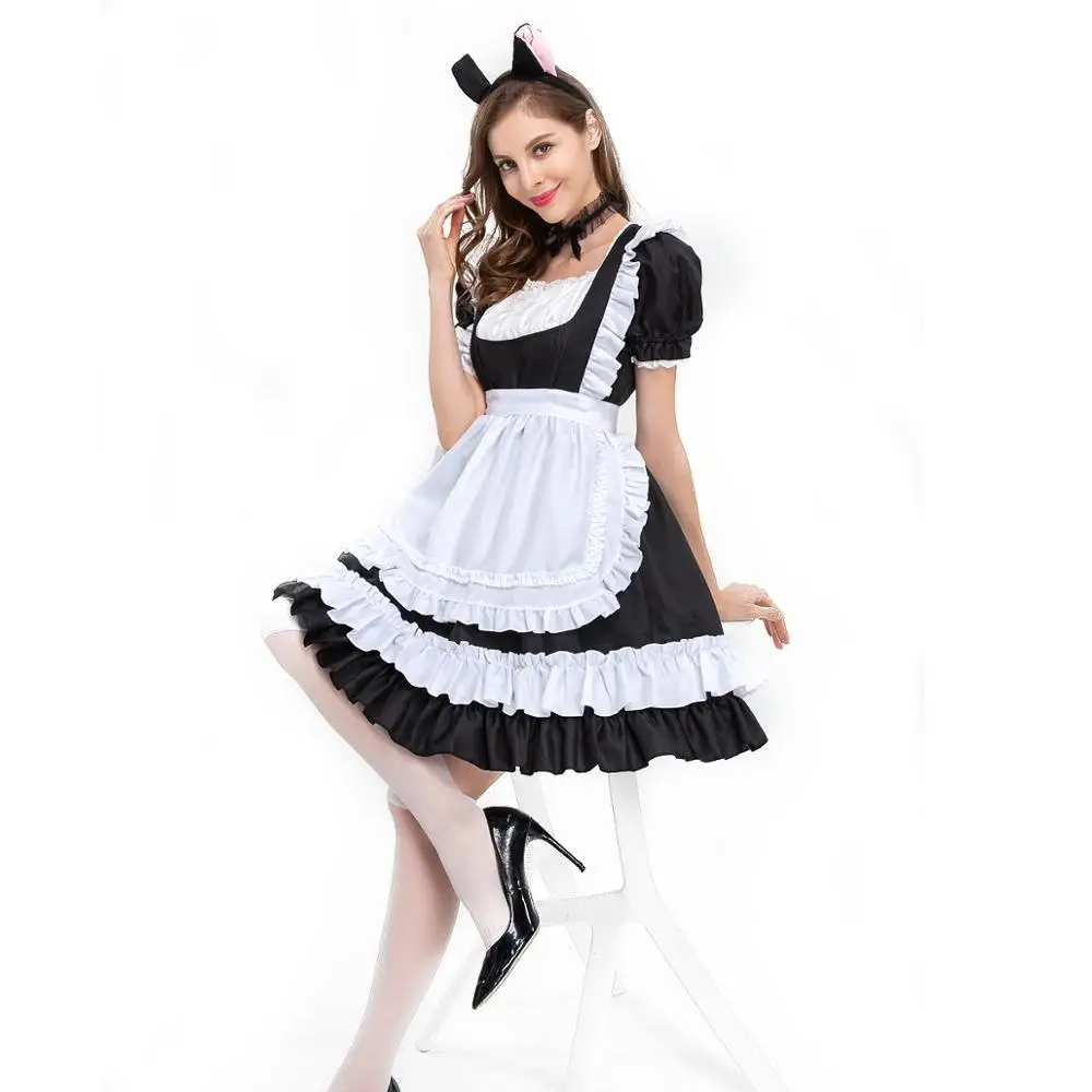 

Women Sexy Maid Uniform Set Lace Tutu Dress Cotton Apron Temptation Outfits Lolita Dresses Kawaii Japanese Anime Cosplay Costume