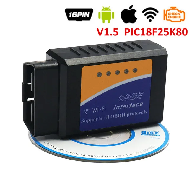 Super Mini OBDII ELM327 WIFI V1.5 25K80 Chip Auto Code Reader elm 327 1.5 obd 2 WiFi 12V Car Scanner For IOS Android Windows - Цвет: ELM327 WIFI