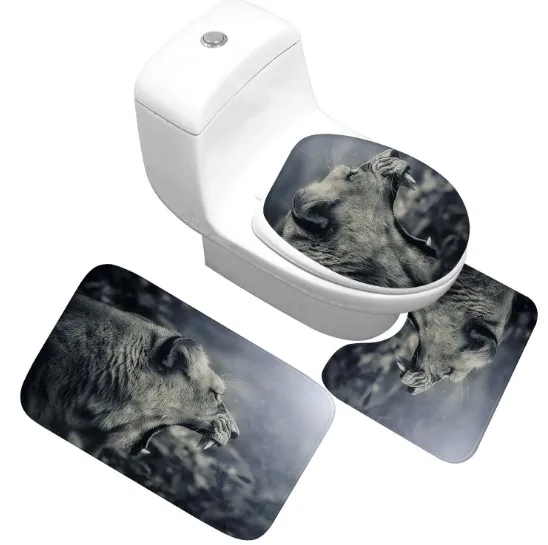 CAMMITEVER Лев коврики для ванной 3 шт./компл. сиденье коврик для унитаза нескользящий коврик 3D коврики домашний туалет