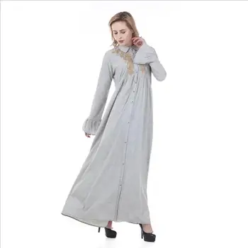 

Fashion embroidery abaya for muslim adult female full length flare sleeve design good quality prayer opening islamic dress F950