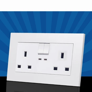 

146 Type UK Plug Standard Double Margin Socket Switch Panel Two 13A Square Foot Three Hole Automaticl Turn Off Electronic Device