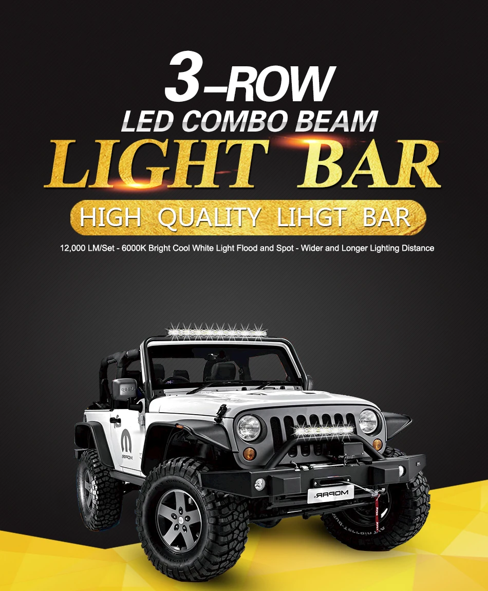 Tripcraft 3 Row LED Bar 4-32 inch LED Light Bar LED Work Light combo beam 12V 24V for Car Tractor Boat OffRoad 4x4 Truck SUV ATV