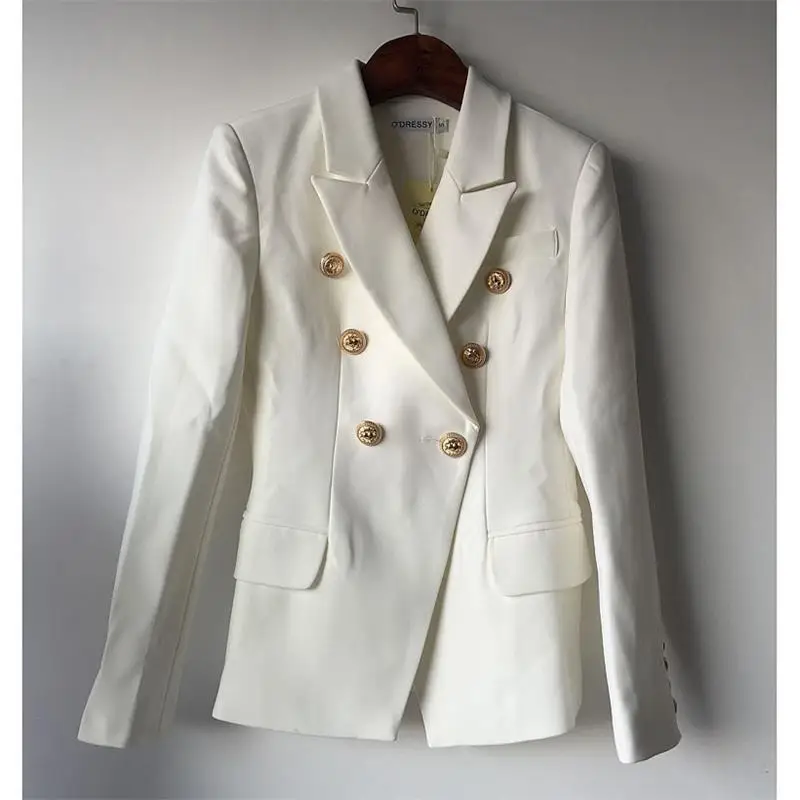 2 High quality Calidad Nueva Moda 2019DisañadorBlazer chaqueta mujer doble gold plated metal Leónbotones Blazertamaño - Цвет: 2