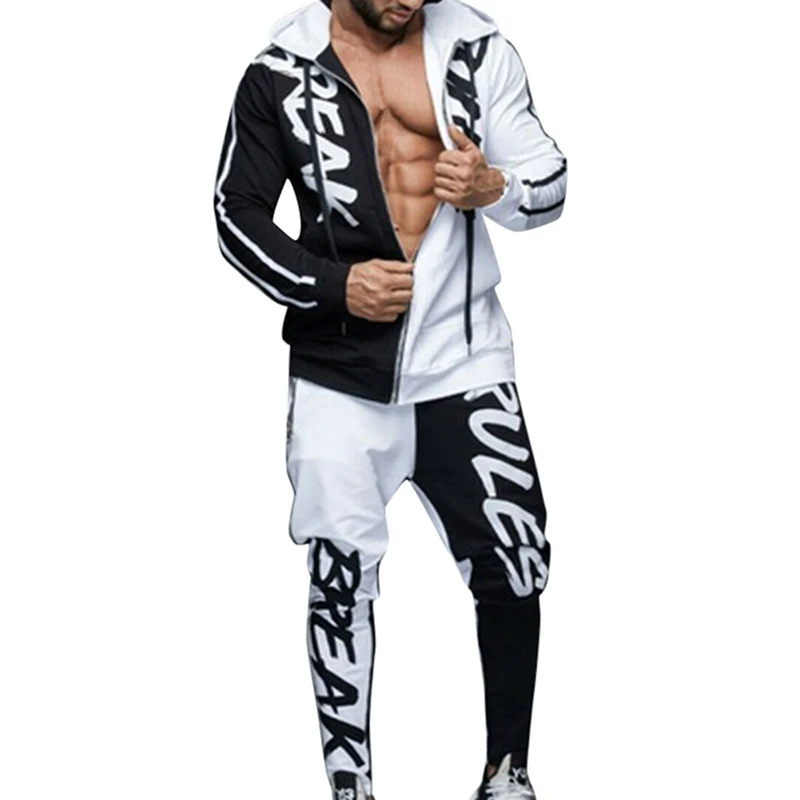 Модные милые размера плюс M-3XL мужские комплекты 2 шт поп мужская модная куртка и спортивные штаны набор спортивный костюм мужской повседневный спортивный костюм