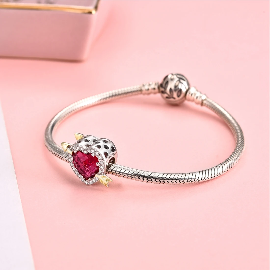 Jiayiqi Cupid's Arrow 925 пробы серебряные бусины в форме сердца CZ подходят для Pandora Подвески Серебро 925 оригинальные DIY Ювелирные изделия на День святого Валентина
