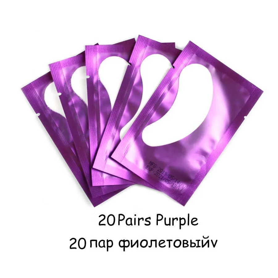 20/50/100 пар Фиолетовый Бумага патчи привитые глаз наклейки для ресниц кругов под глазами колодки глаз Бумага патчи советы Стикеры AILYRISS - Цвет: 20 pairs Purple