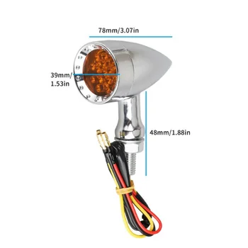 

2x Amber Chrome Motorcycle LED Turn Signal LightsBrake Running Tail Lamp Bullet
