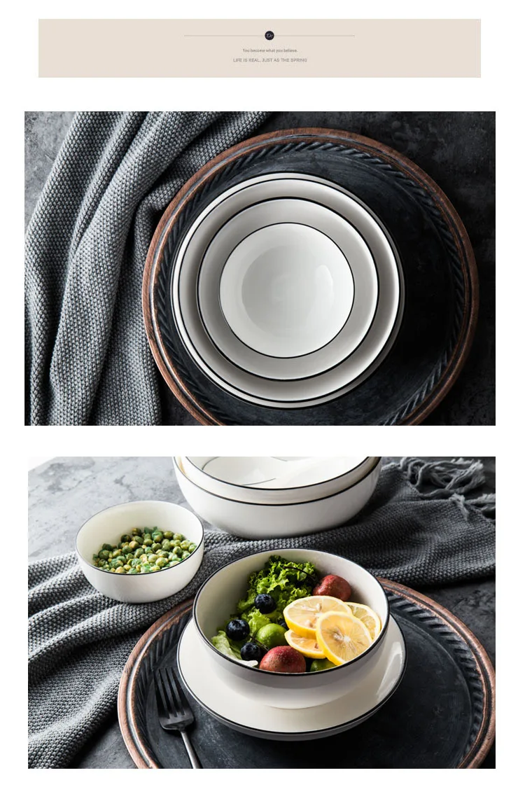 Поперечная граница для керамики большого размера чашка для дома Ramen& Салат из овощей и фруктов чаша Западный отель Китай большая суповая миска