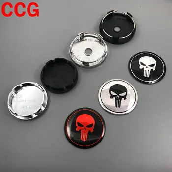 

4pcs 56mm 60mm Skull The Punisher logo car emblem Wheel Center Hub Cap Rim Dust-proof badge refit decoration cover sticker