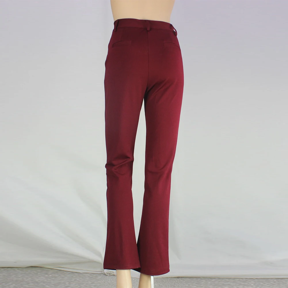 Расклешенные молнии Эластичный Slim Fit домашняя верхняя одежда для покупок женские брюки рабочий прочный мягкий хлопок смесь Офис высокая талия