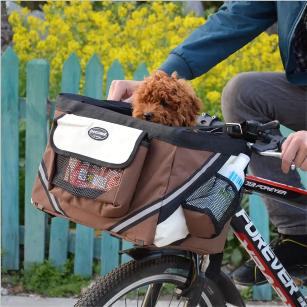 Pet Bicycle Carrier Cat Dog Bicycle Bag Bike Removable Basket Handlebar