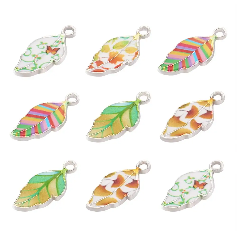 Подвески из сплава с эмалью в виде листа кленовыми листьями 20 шт. подвески для