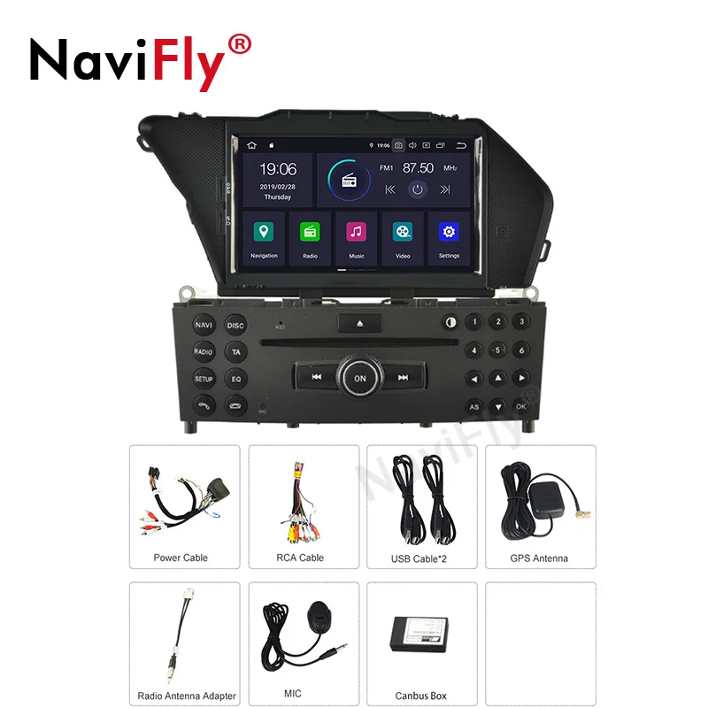 NaviFly 4+ 64G 2din Android 9,0 автомобильный dvd-плеер радио аудио GPS навигация для BENZ GLK X204 GLK 300 GLK 350 включая canbus