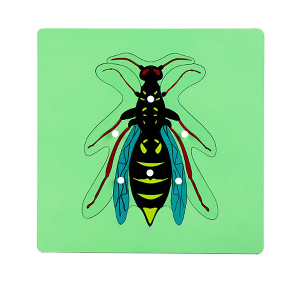 Цветок насекомое головоломка деревянная панель головоломка развивающая игрушка Обучающие приспособления для обучения детей воображение