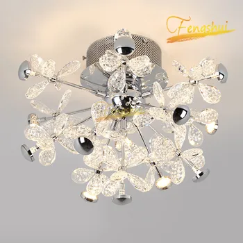 

Postmodern Crystal LED Ceiling Lamp Nordic Light Luxury Romantic Flower Ceiling Lights Loft Bedroom Living Room Decorative Light