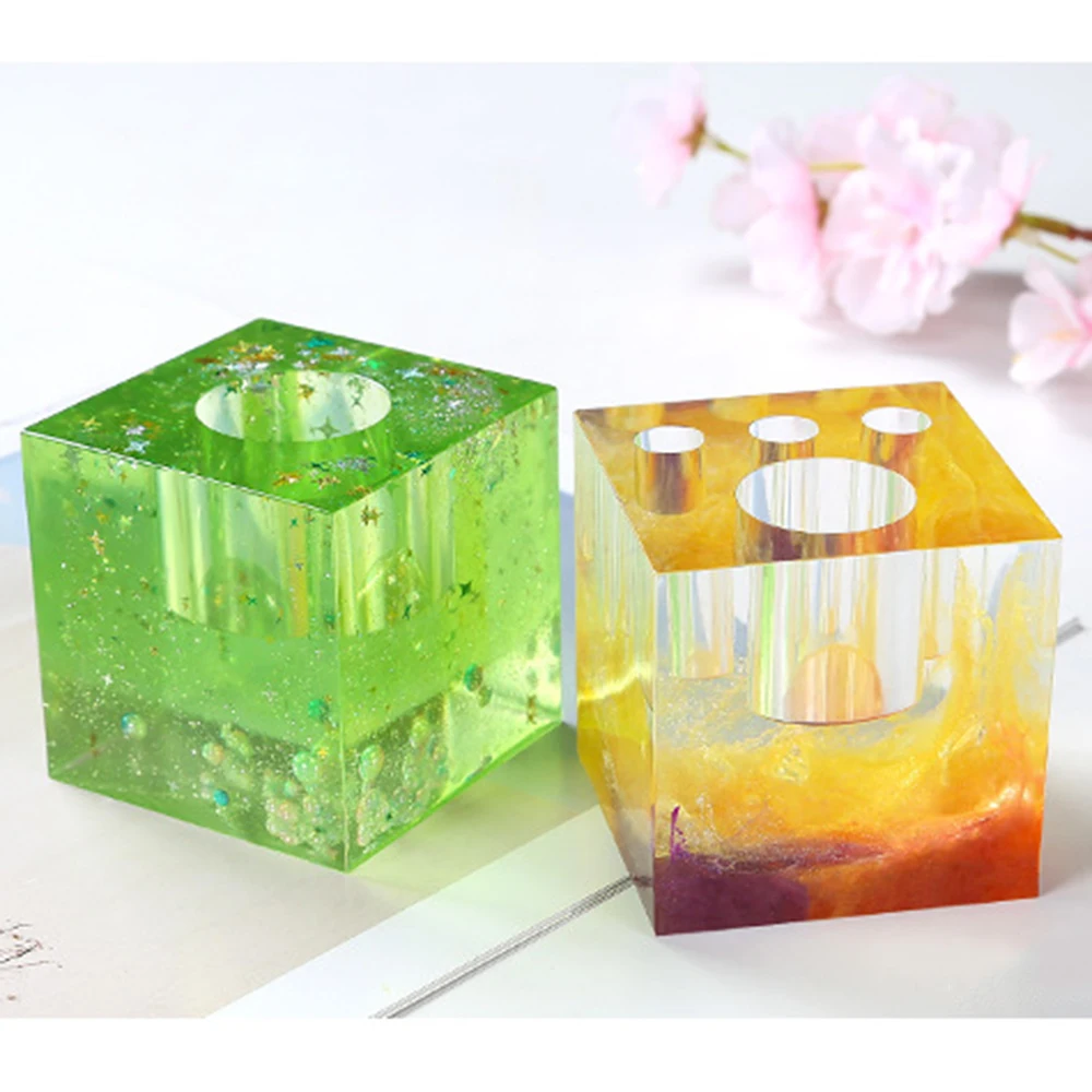 DIY силиконовая глина ручка для декорирования формы держатель эпоксидной смолы ремесло инструменты стол органайзер украшение квадратный цветок водная растение стекло горшок плесень