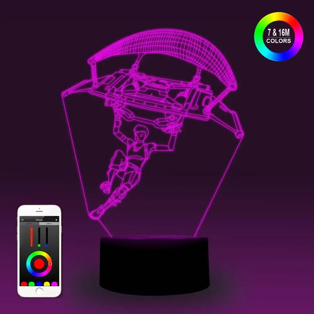 NiteApps 3D Paragliding Fortnite ночник настольная Иллюзия украшение лампа подарок на день рождения приложение/сенсорное управление