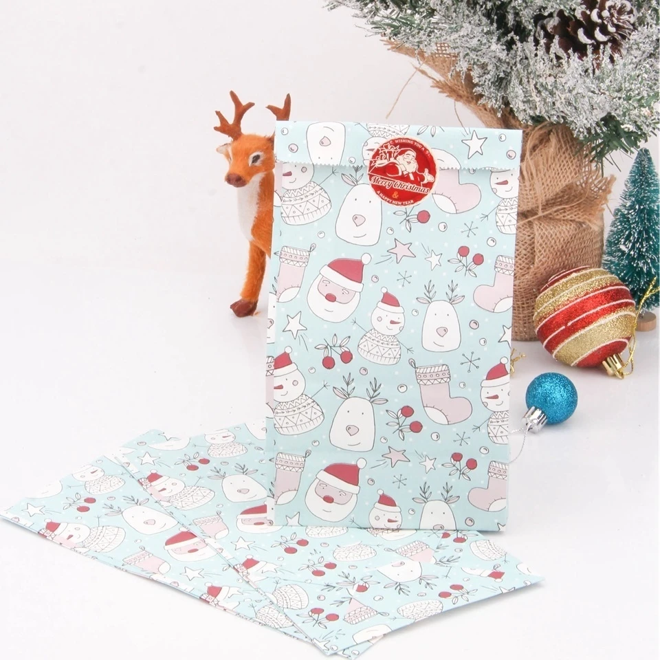 4 шт снежинки микс 4 типа конфеты подарочные пакеты с наклейками олень Счастливого Рождества гостей упаковочные коробки праздничный подарок на Рождество Декор