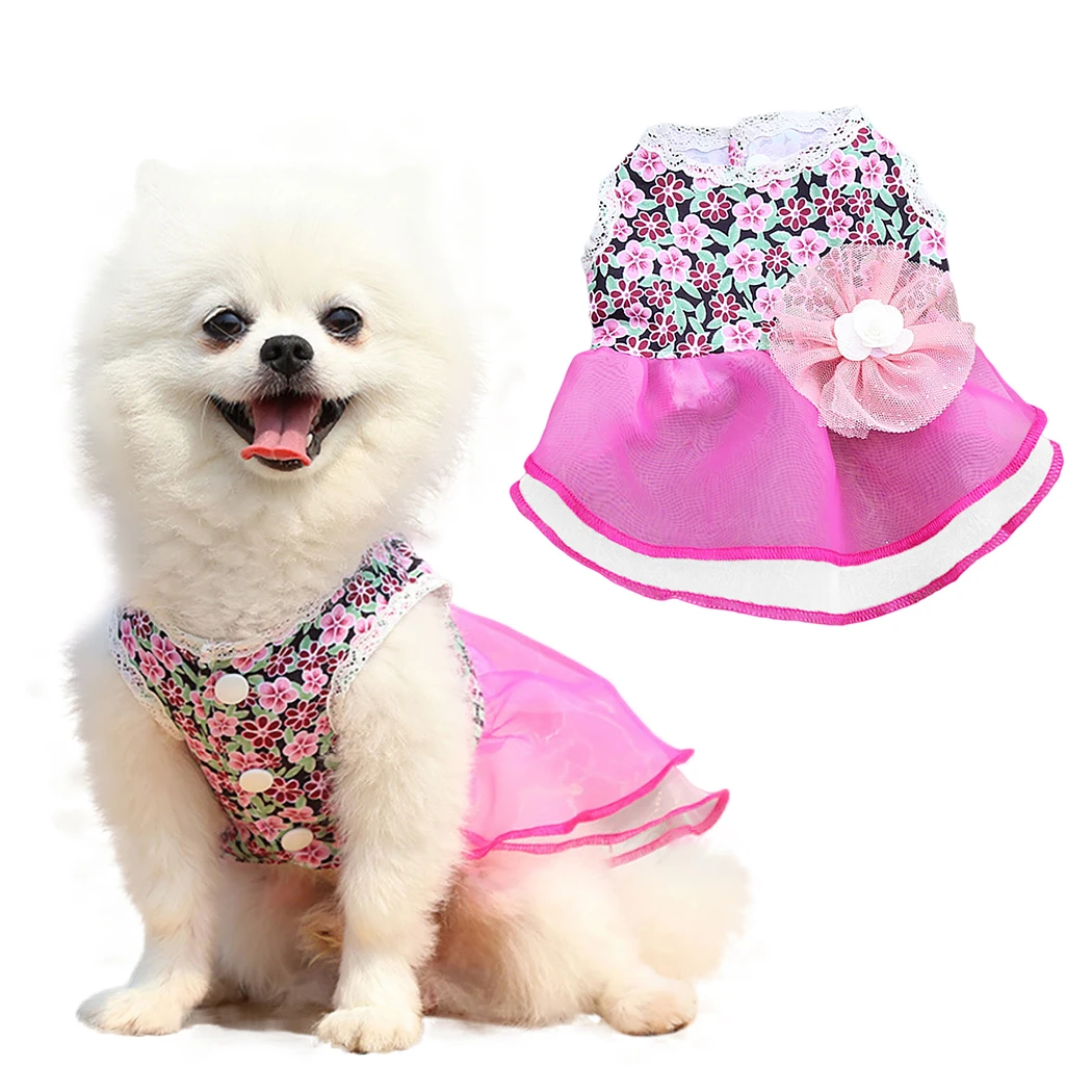 Fashion Cute Flower Pet Dress For Dogs Cats Cozy Summer Puppy Skirt Pet Dress Princess Party Small Dog Skirt Outfit Dog Clothes