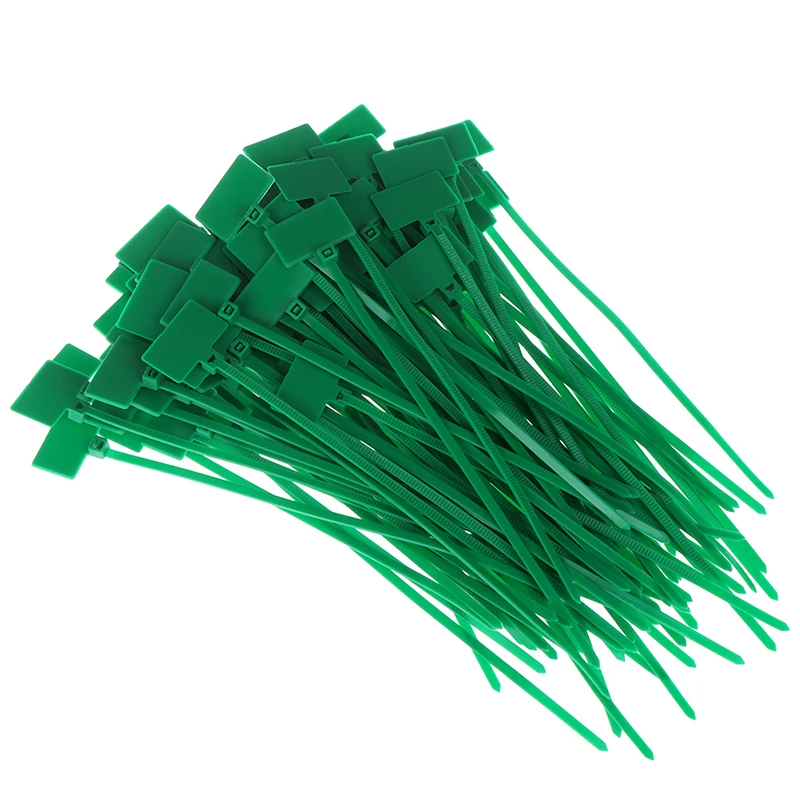 Зеленый 100pcs Nylon Easy Mark 4*150mm Cable Ties Tag Labels Plastic Loop Ties Markers Cable Tag Self-locking Zip Ties - Цвет: Зеленый