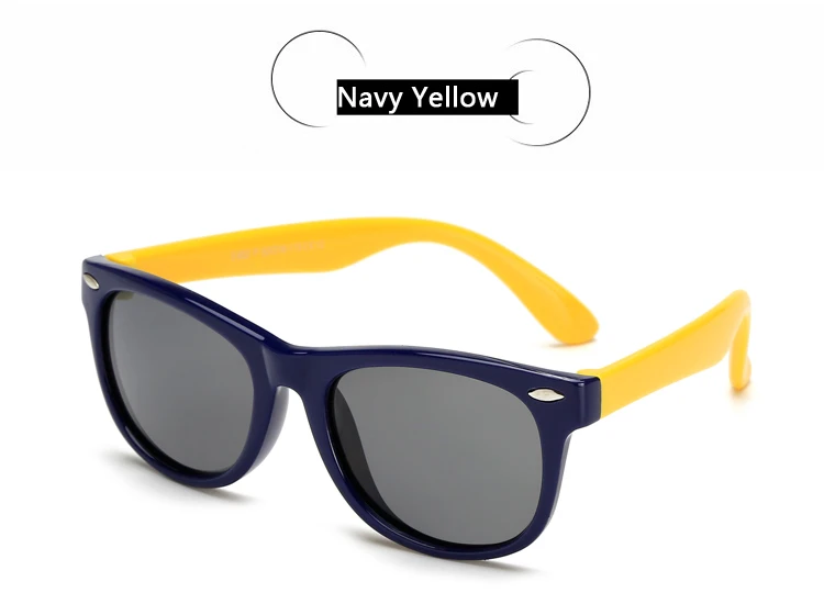 Гибкие очки Детские поляризованные для безопасности ребенка Покрытие Солнцезащитные очки UV400 очки оттенки младенческой oculos - Цвет линз: navy yellow