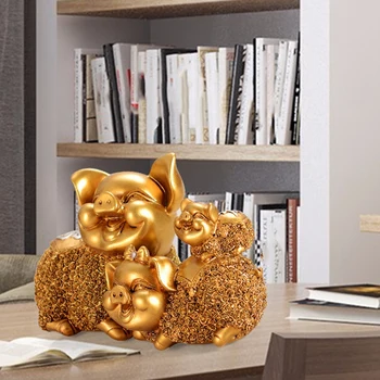 

Nordic Style Creative Wine Cabinet Partition Crafts Happy Pig Ornaments Wedding Gift Home Decoration Accessories for Livingroom