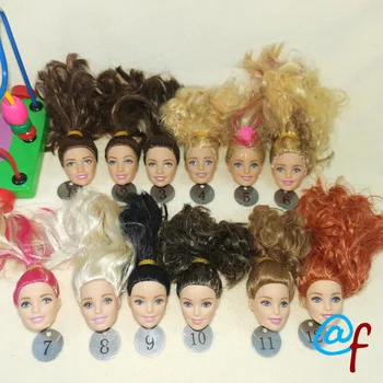 

B20-5 Original Foreign Trade European Beauty1/6 OOAK NUDE Doll Head Mussed Long Hair for DIY Soft PVC Head 90%NEW