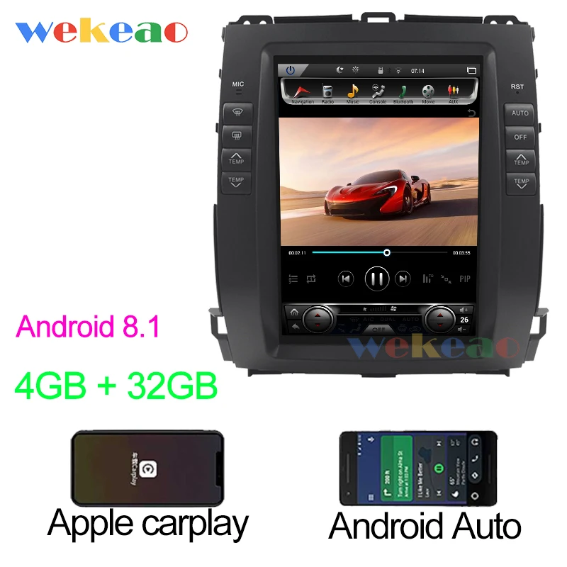 Android Car Radio Wekeao вертикальный экран Tesla стиль 10,4 ''Android 8,1 автомобильный Радио gps навигация для Toyota Prado DVD Автомобильный плеер 2002-2009 - Цвет: Android Car Radio