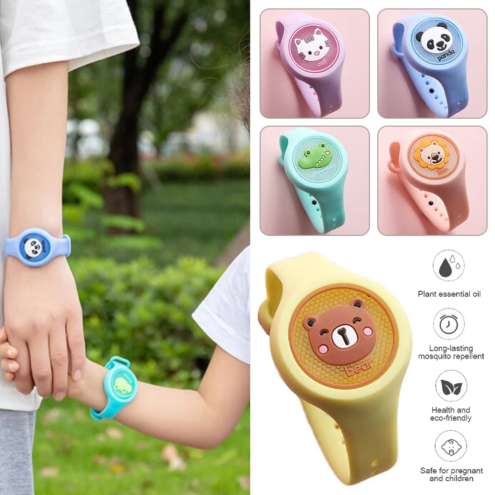 Pulsera repelente de mosquitos de dibujos animados para niños, reloj ligero repelente de mosquitos para exteriores