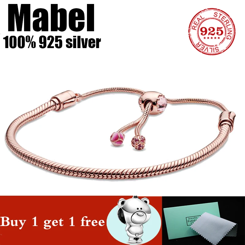 

Hot Sale pandora Bracelet Orginal 100% 925 Sterling Silver Snake Chain Bangle Fit Bead Charms DIY high quality Jewelry for Women