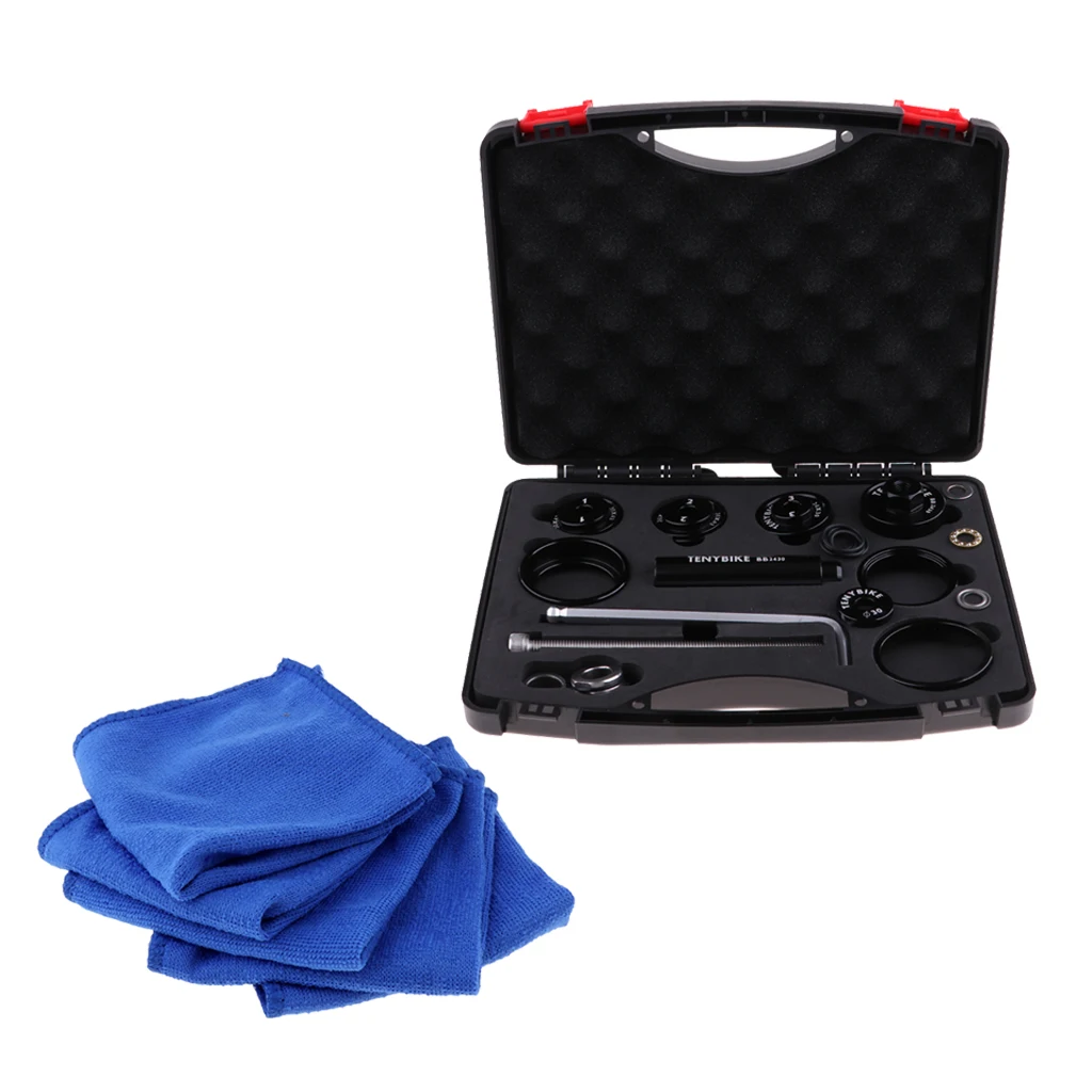 Bicycle Bearing Press Kit BB Tool with 5pcs Microfiber Bike Cleaning Care Towel Cloth for Cycles Maintain