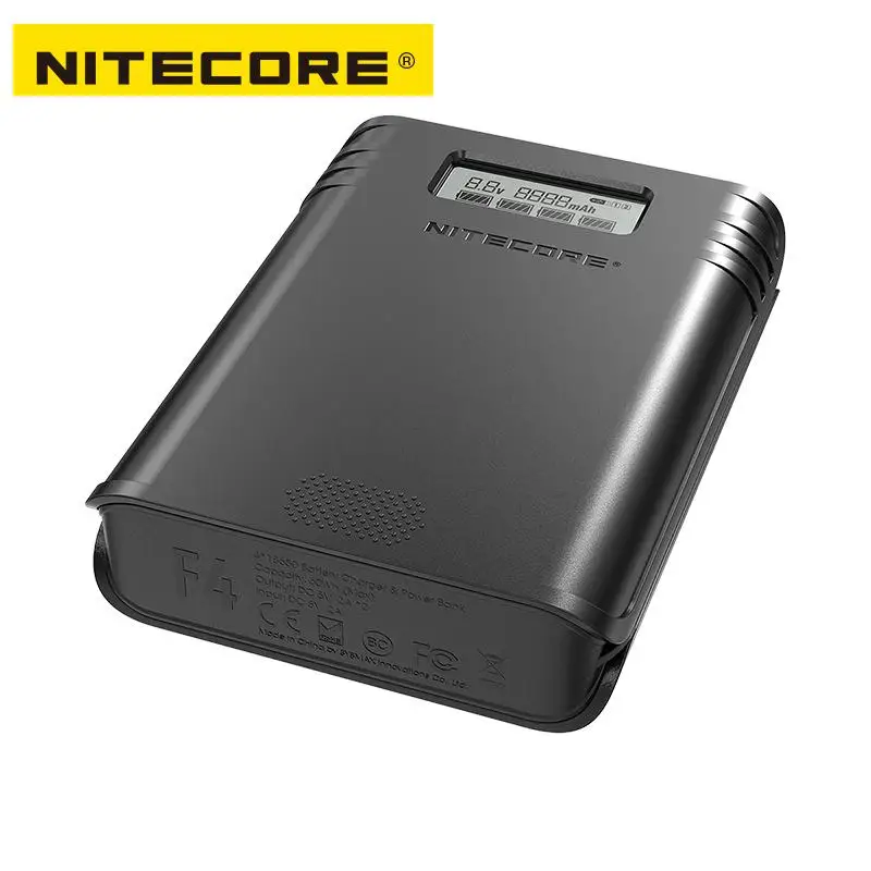 NITECORE F4 четырехслотовый гибкий внешний аккумулятор зарядное устройство для литий-ионного/IMR 18650 ЖК-дисплей в реальном времени