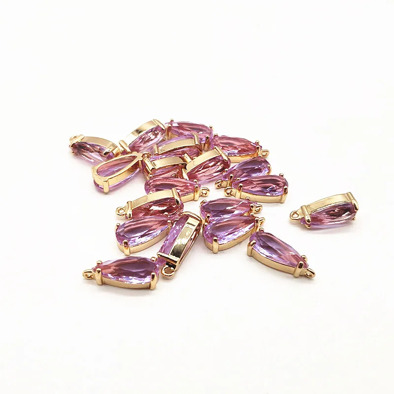 New arrival! 18x8mm 50pcs Copper with Glass drop-shape charm for earrings accessories,Earring parts,jewelry making DIY