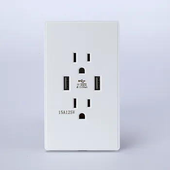 

2 Sets US 5-15P Standard Power Socket Panel Triple Wall Power Outlet 15A 125V Outlet Japan Schuko Plug Adapter With 2USB
