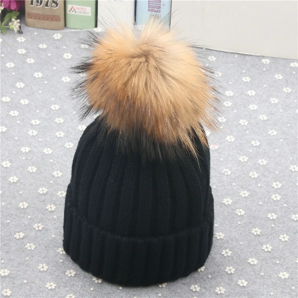 Классический дизайн Для женщин вязаная шапка и soild Цвет Белый Шапки шапка с меховым бубоном, зимняя шапка с Шапки для вязаный бюстгальтер на открытом воздухе Кепки