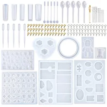 

229pcs DIY Jewelry Pendant Silicone Mold Set Crystal Glue Dropping Mold With Dropper Mixing Rod Hand Twist Drill Handmade Gift