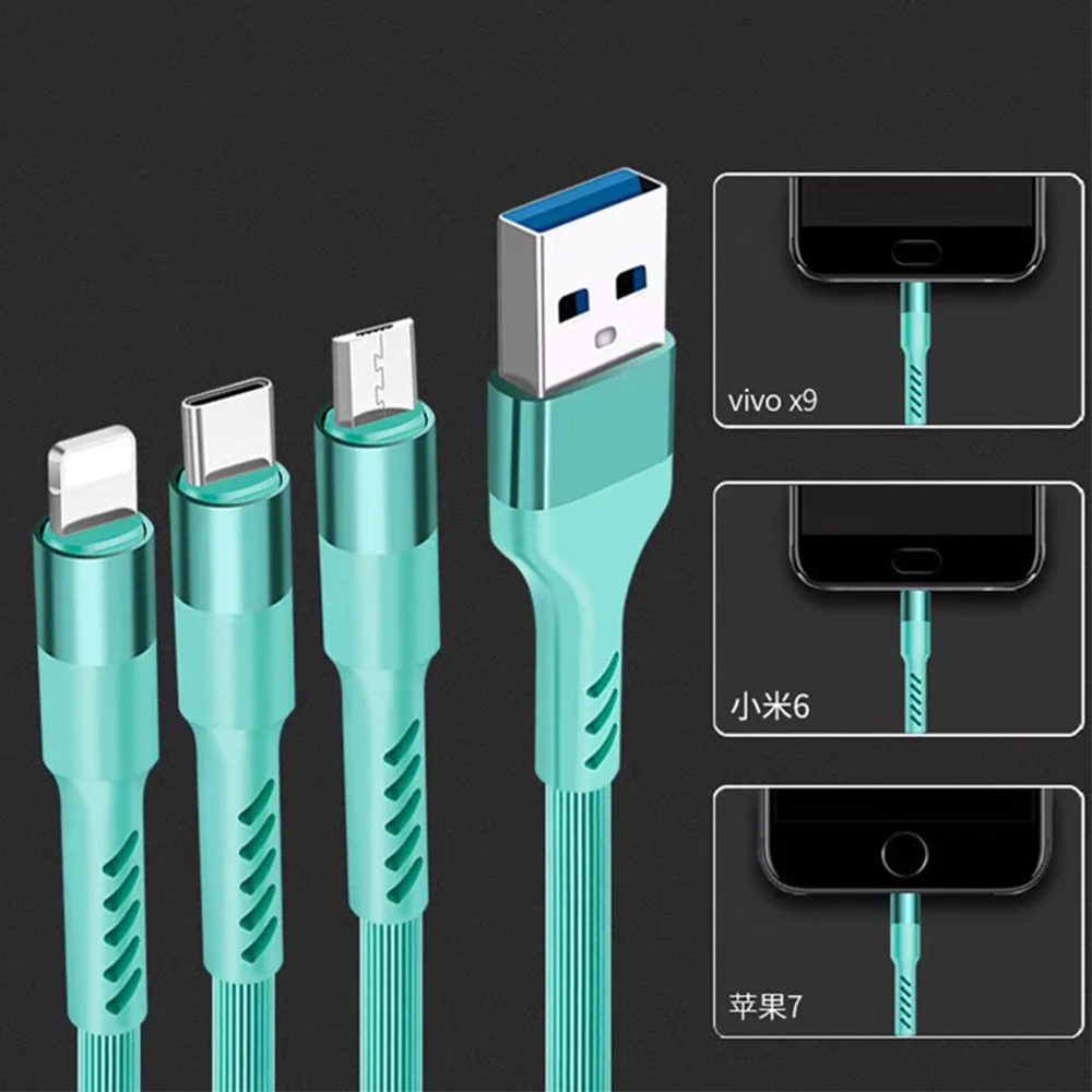 3 в 1 USB кабель для iPhone X xs max зарядный кабель 3 в 1 8 Pin Micro usb type C кабель для samsung Galaxy S9 S8 Plus