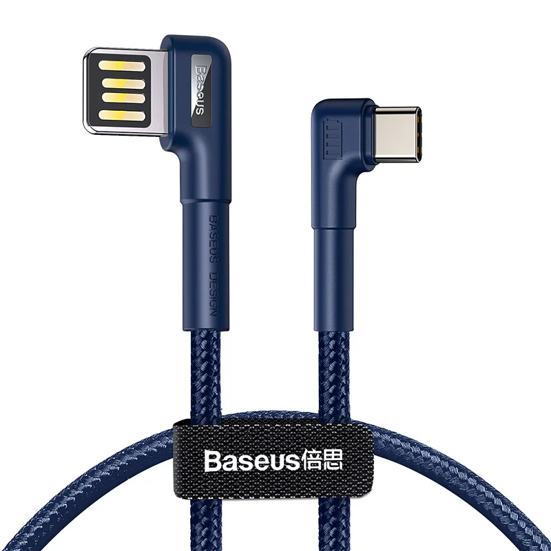 Blue USB-C Cable Baseus usb type-C кабель для samsung S10 S9 Typc C кабель Quick Charge 3,0 USB C кабель для huawei Xiaomi 8 7 светодиодный USB зарядный кабель - Цвет: Blue USB-C Cable