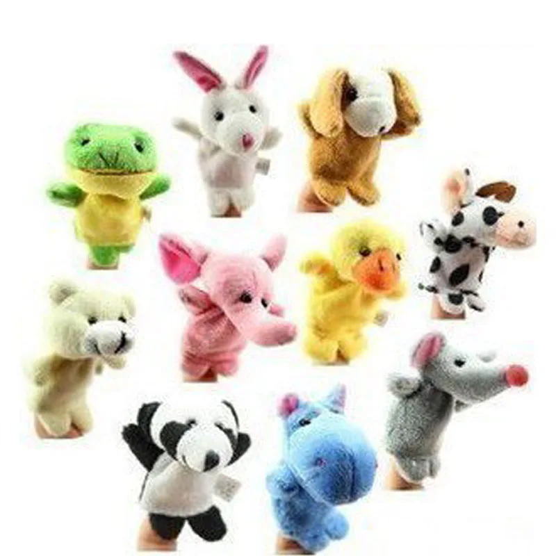 10pcs/Lot Kids Velvet Finger Animal Puppets Play Game Learn Story Baby's Toys Hot Sales
