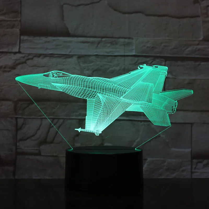 Самолет 3D Светодиодная лампа с эффектом иллюзии 3D Оптическая иллюзия лампы 7 цветов многоцветная ed USB домашнее украшение цветная сменная лампа для мальчиков