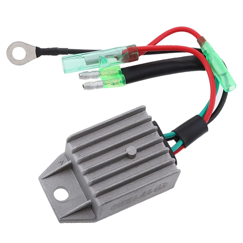 Marine Boat Outboard Voltage Regulator Rectifier Male Plug Replacement for Yamaha 15HP 2-Stroke Engines, Color Gray