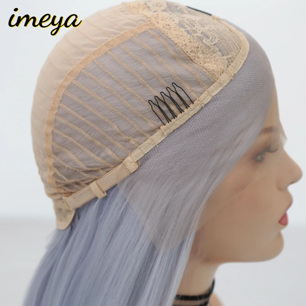 Imeya, 150% плотность, 24 дюйма, шелковистые прямые парики, термостойкие волосы, синтетические, 13x3, парики на кружеве для женщин, можно косплей, парики